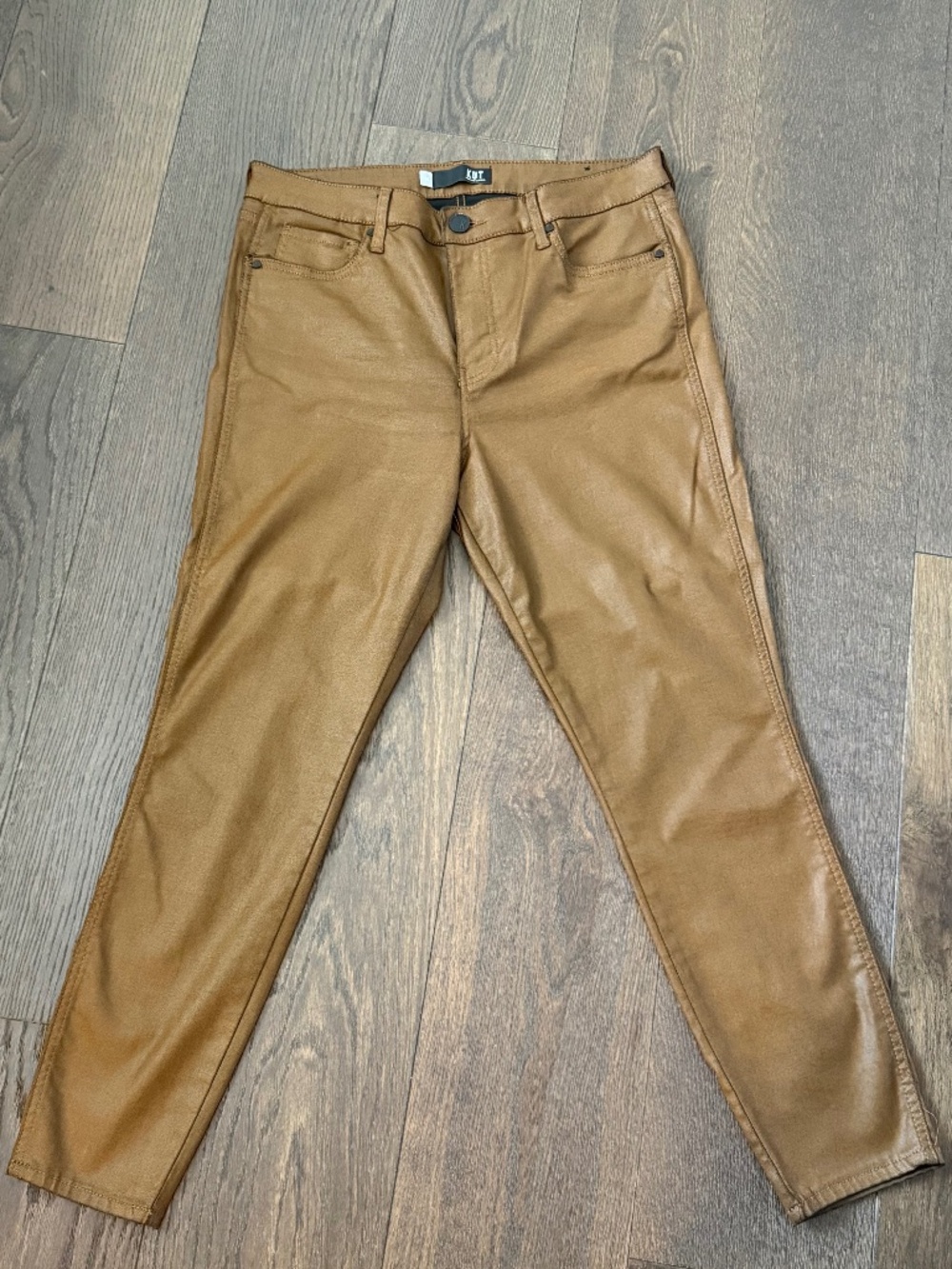 KUT from the Kloth Coated Skinny Jeans — Bronze/Camel, Size 14